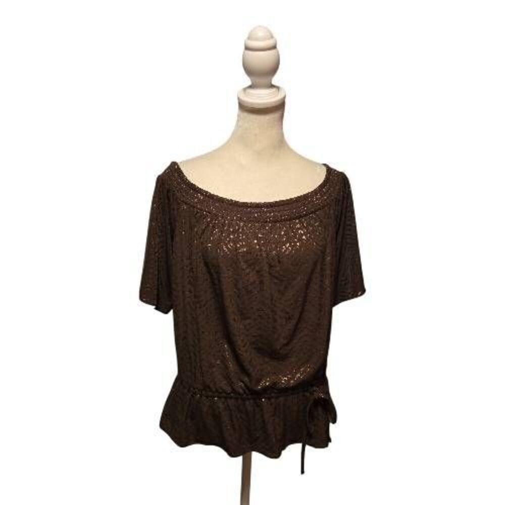 White House Black Market Expresso Off The Shoulder Peplum Top Size Small